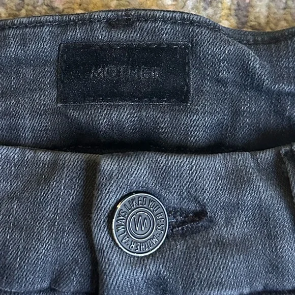 Mother High Waisted Looker Ankle Fray Black Jeans Lighting Up Lanterns Size 26 - Picture 7 of 10